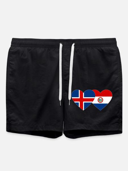 Iceland Paraguay Heart Flag - Swim Trunks - black