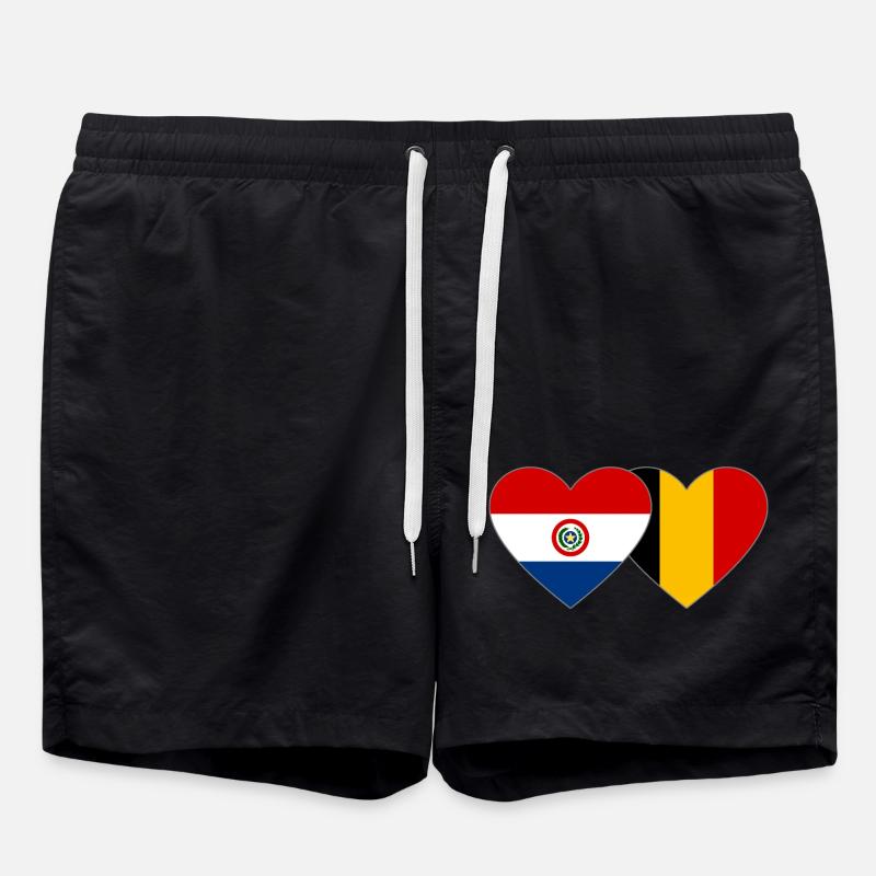 Paraguay Belgium Heart Flag - Swim Trunks - black