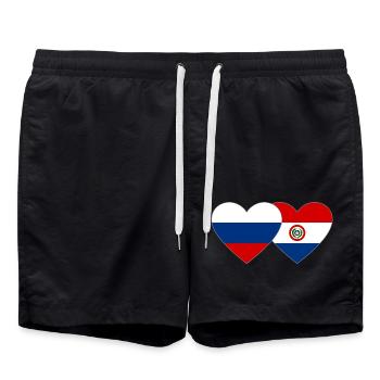 Russland Paraguay Herz Flagge - Badeshorts - Schwarz - Vorne - AI Model Male 185 light (185cm)