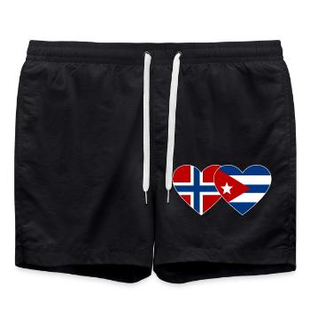 Norvège Drapeau de Cuba Cœur - Short de bain - noir - Devant - AI Model Male 185 light (185cm)