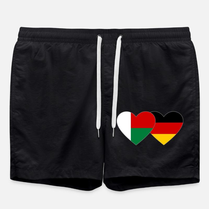 Madagascar Allemagne Drapeau du Cœur - Short de bain - noir