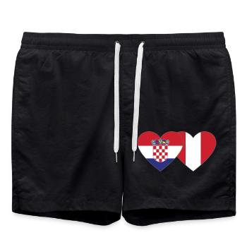 Croatie Pérou Drapeau du Cœur - Short de bain - noir - Devant - AI Model Male 185 light (185cm)