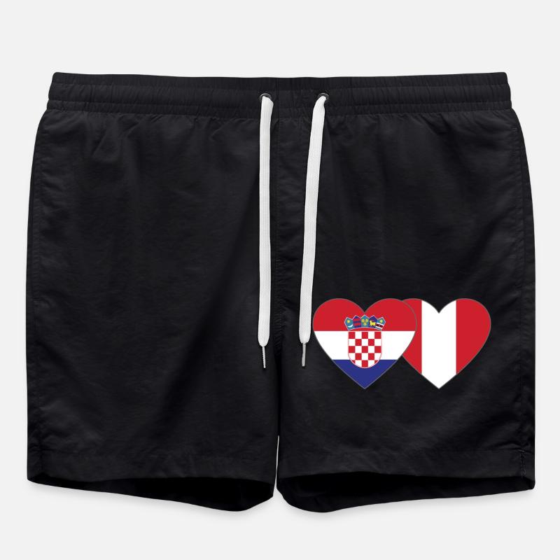 Croatie Pérou Drapeau du Cœur - Short de bain - noir