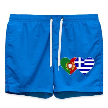 Portugal Greece Flag Heart - Swim Trunks - cobalt blue - Front
