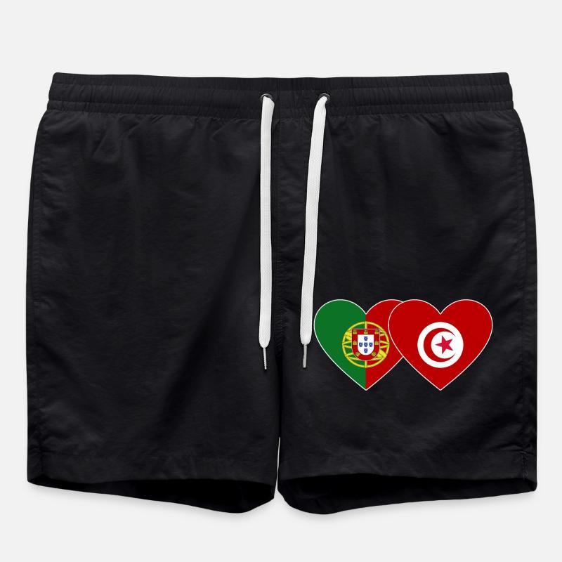 Portugal Tunisie Flag Coeur - Short de bain - noir