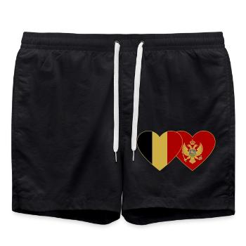 Belgien Montenegro Flagge - Badeshorts - Schwarz - Vorne - AI Model Male 185 light (185cm)