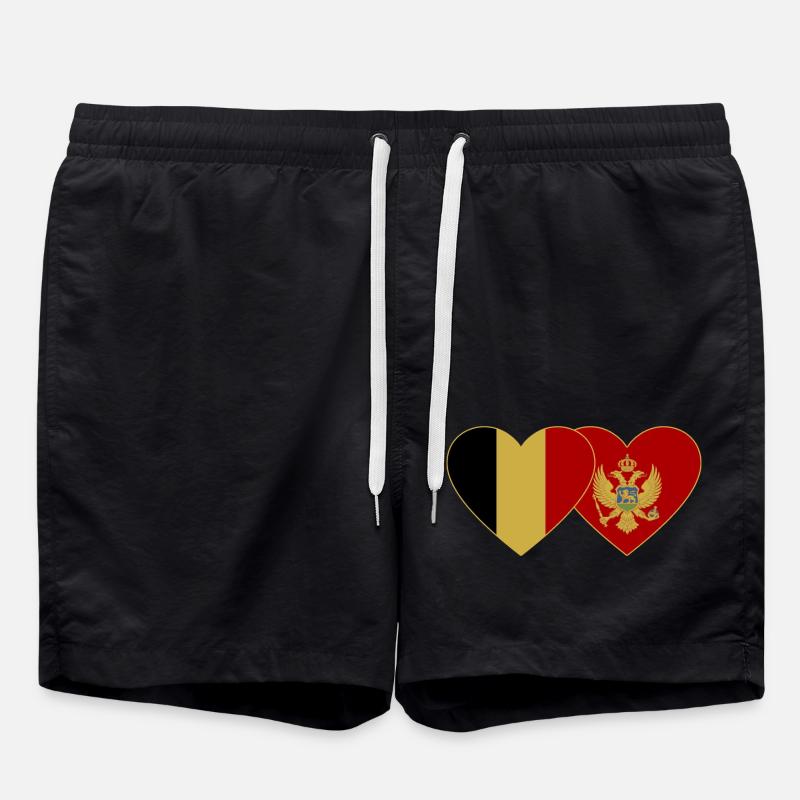 Belgium Montenegro flag - Swim Trunks - black