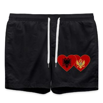 Albania Montenegro flag - Swim Trunks - black - Front - AI Model Male 185 light (185cm)