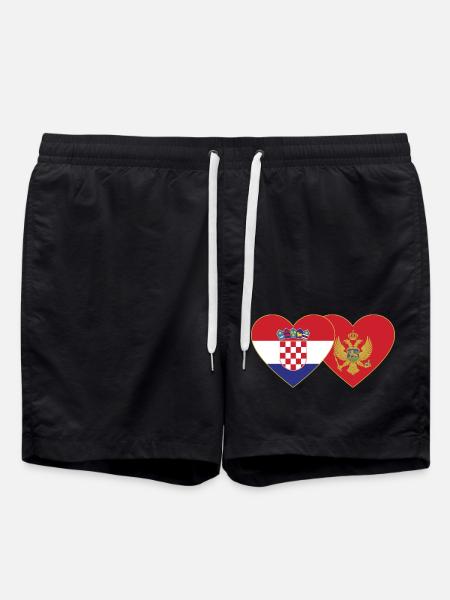Croatia Montenegro Flag - Swim Trunks - black