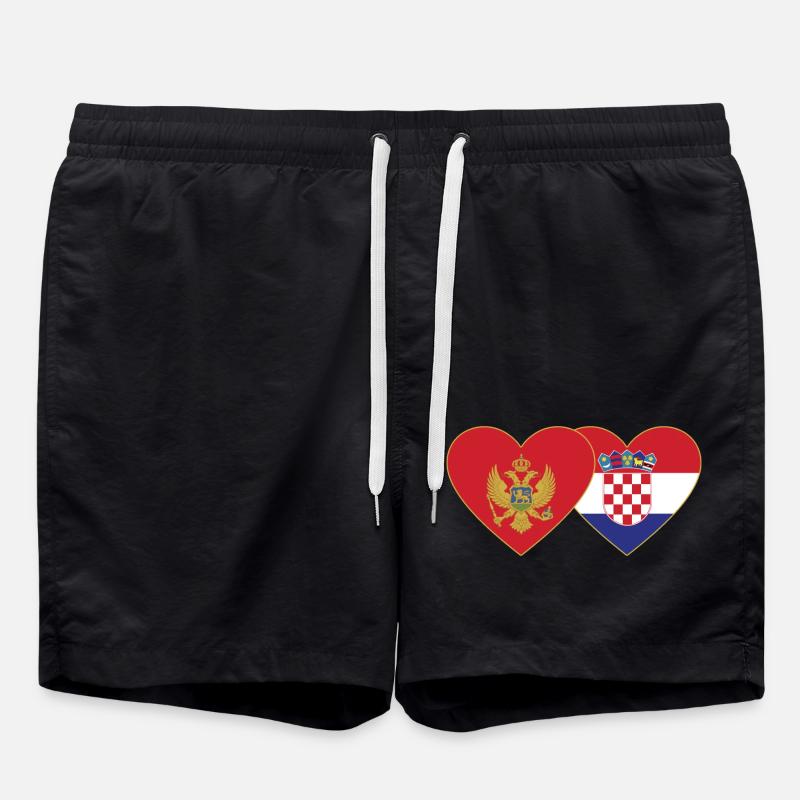 MontenegroCroatia flag - Swim Trunks - black