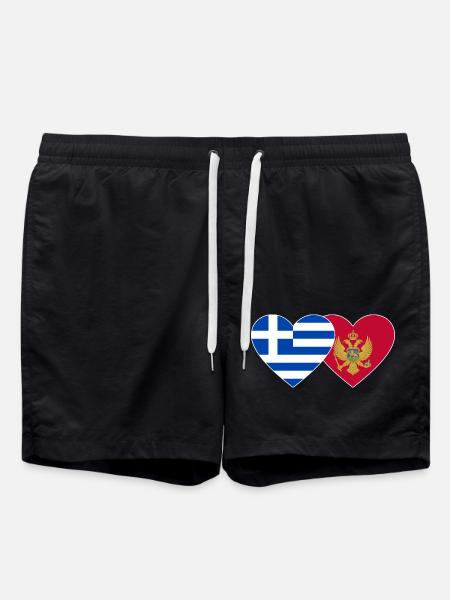 Greece Montenegro flag - Swim Trunks - black