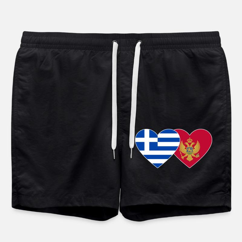 Greece Montenegro flag - Swim Trunks - black