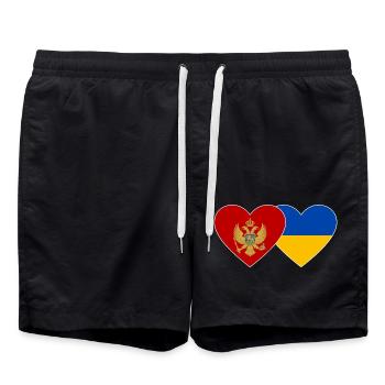 Montenegro Ukraine flag - Swim Trunks - black - Front - AI Model Male 185 light (185cm)