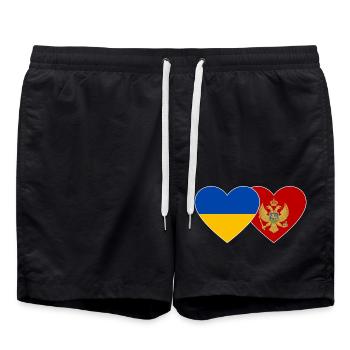 Ukraine Montenegro flag - Swim Trunks - black - Front - AI Model Male 185 light (185cm)