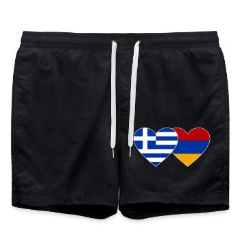 Grèce Arménie drapeau coeur - Short de bain - noir - Devant - AI Model Male 185 light (185cm)