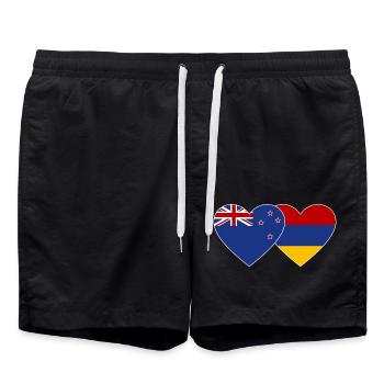 Neuseeland Armenien Flagge Herz - Badeshorts - Schwarz - Vorne - AI Model Male 185 light (185cm)