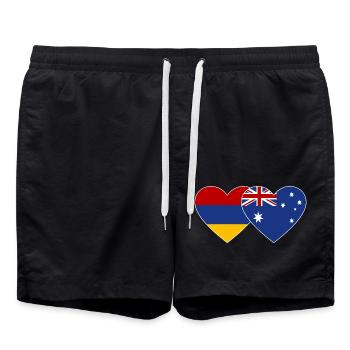 Armenia Australia Flag Heart - Swim Trunks - black - Front - AI Model Male 185 light (185cm)