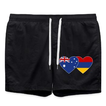 Drapeau de l’Australie et de l’Arménie - Short de bain - noir - Devant - AI Model Male 185 light (185cm)
