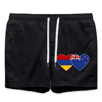 Armenien Neuseeland Flagge Herz - Badeshorts - Schwarz - Vorne - AI Model Male 185 light (185cm)