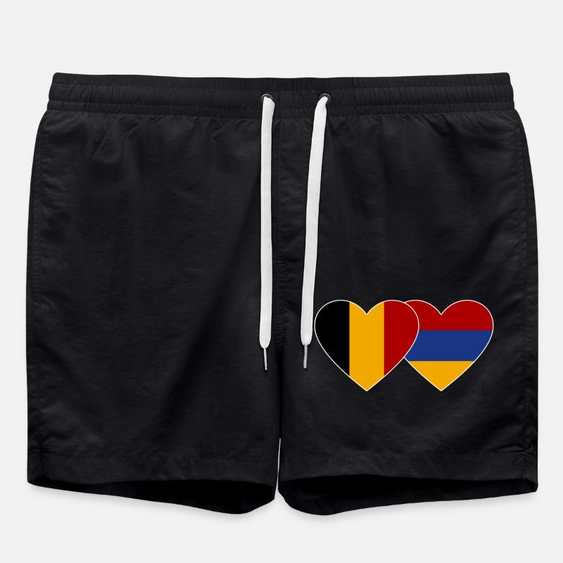 Belgique Arménie drapeau coeur - Short de bain - noir