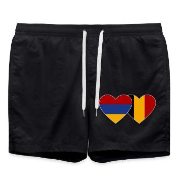 Armenia Belgium Flag Heart - Swim Trunks - black - Front - AI Model Male 185 light (185cm)