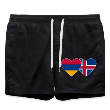 Armenia Iceland Flag Heart - Swim Trunks - black - Front - AI Model Male 185 light (185cm)