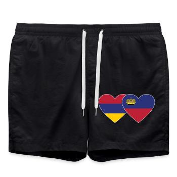 Drapeau de l’Arménie Liechtenstein Coeur - Short de bain - noir - Devant - AI Model Male 185 light (185cm)