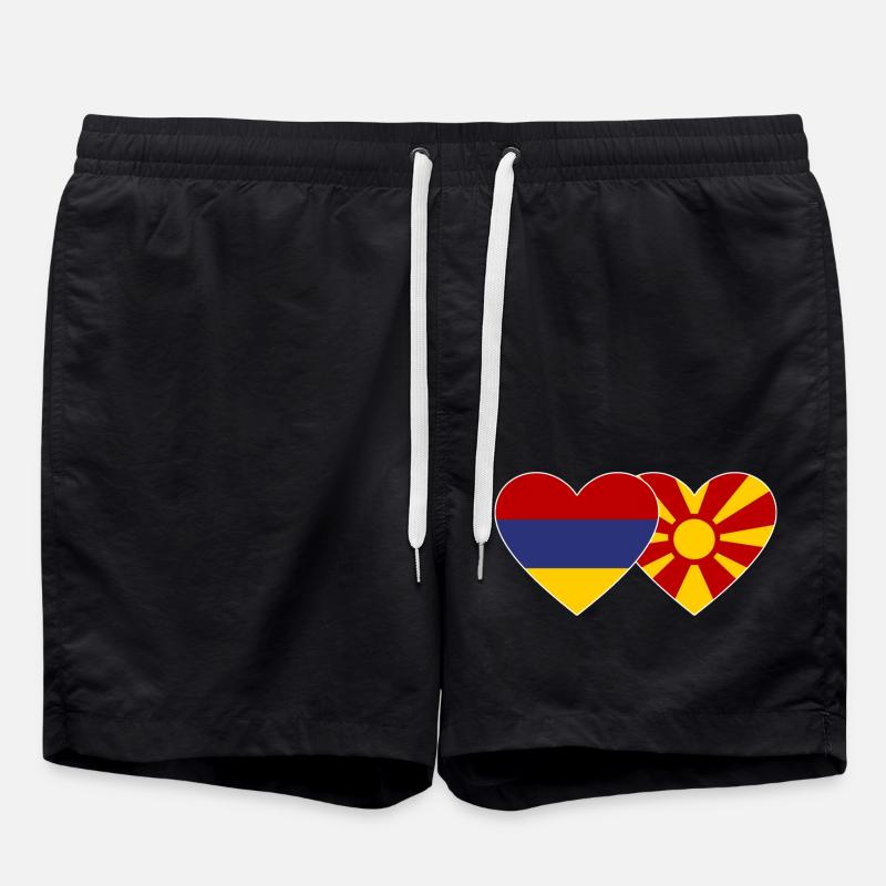 Arménie Macédoine Drapeau Coeur - Short de bain - noir