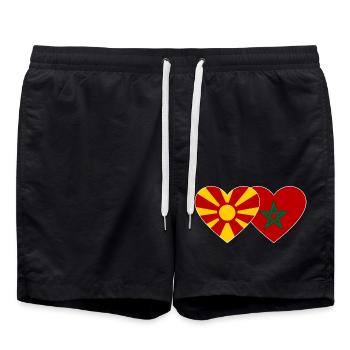 Macédoine Maroc Flag Coeur - Short de bain - noir - Devant - AI Model Male 185 light (185cm)