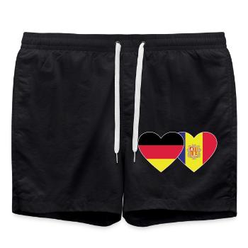Deutschland Andorra Flagge Herz - Badeshorts - Schwarz - Vorne - AI Model Male 185 light (185cm)