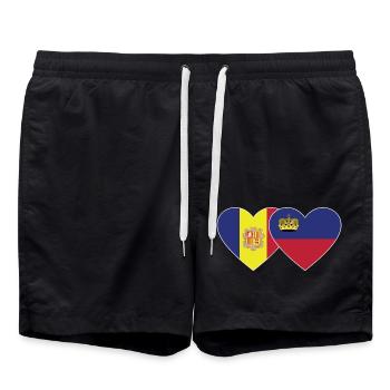 Andorre Liechtenstein Drapeau Cœur - Short de bain - noir - Devant - AI Model Male 185 light (185cm)