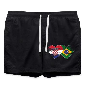 Croatie Brésil drapeau coeur utilisé - Short de bain - noir - Devant - AI Model Male 185 light (185cm)
