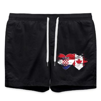 Croatie Canada drapeau coeur utilisé - Short de bain - noir - Devant - AI Model Male 185 light (185cm)
