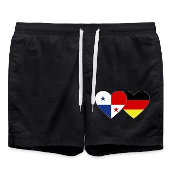 Panama Germany Flag Heart - Swim Trunks - black - Front - AI Model Male 185 light (185cm)