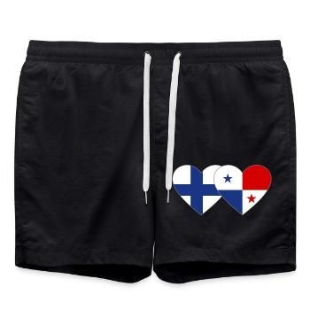 Finland Panama Flag Heart - Swim Trunks - black - Front - AI Model Male 185 light (185cm)