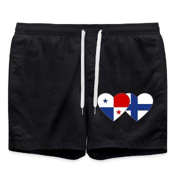Panama Finlande Flag Heart - Short de bain - noir - Devant - AI Model Male 185 light (185cm)
