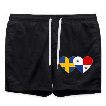 Sweden Panama flag heart - Swim Trunks - black - Front - AI Model Male 185 light (185cm)