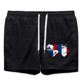 Panama France Flag Heart - Swim Trunks - black - Front - AI Model Male 185 light (185cm)
