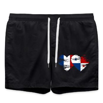 France Panama flag heart used - Swim Trunks - black - Front - AI Model Male 185 light (185cm)