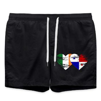 Ireland Panama flag used - Swim Trunks - black - Front - AI Model Male 185 light (185cm)