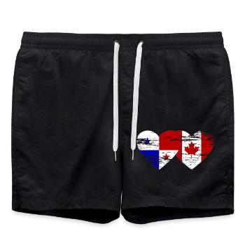 Panama Canada flag used - Swim Trunks - black - Front - AI Model Male 185 light (185cm)