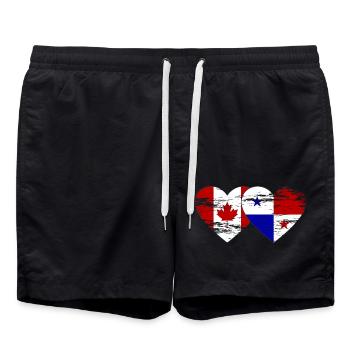 Canada Panama Flag used - Swim Trunks - black - Front - AI Model Male 185 light (185cm)