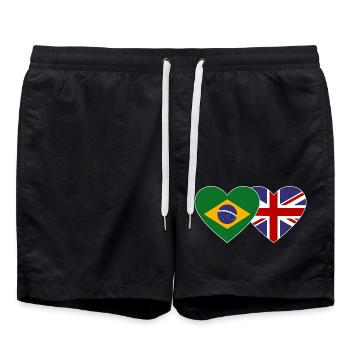 Brésil Angleterre Drapeau Coeur - Short de bain - noir - Devant - AI Model Male 185 light (185cm)