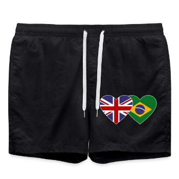 Angleterre Brésil Drapeau Coeur - Short de bain - noir - Devant - AI Model Male 185 light (185cm)