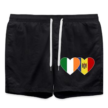 Irland Andorra Flagge Herz - Badeshorts - Schwarz - Vorne - AI Model Male 185 light (185cm)