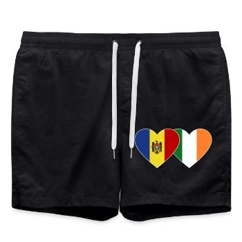 Andorra Irland Flagge Herz - Badeshorts - Schwarz - Vorne - AI Model Male 185 light (185cm)