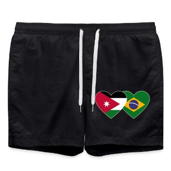 Jordan Brazil Flag Heart - Swim Trunks - black - Front - AI Model Male 185 light (185cm)