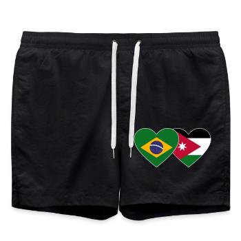 Brazil Jordan Flag Heart - Swim Trunks - black - Front - AI Model Male 185 light (185cm)