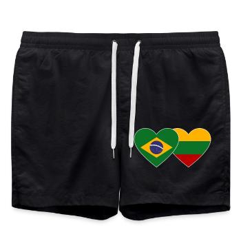 Brasilien Litauen Flagge Herz - Badeshorts - Schwarz - Vorne - AI Model Male 185 light (185cm)