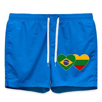 Brazil Lithuania Flag Heart - Swim Trunks - cobalt blue - Front